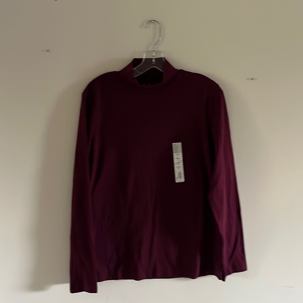 Dark Ruby Red Cotton Mockneck Shirt
